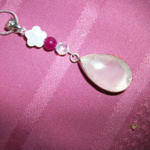 Rose quartz Sterling  pendant+ Sterling Chain HAndmade in  USA